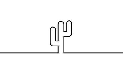 One line cactus. Vector illustration.