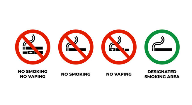 Smoking and vaping sign set. Vector icons.
