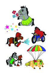 Kucyk, konik, kucyki, pony, little pony, strażak, motocykl, słodkie, spadochroniarz, bajka, komiksy, kolorowanka - obrazy, fototapety, plakaty