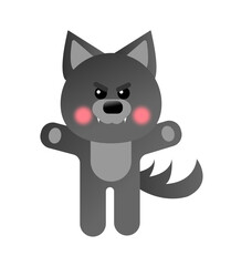 Gray wolf. Cartoon, wolf grey the nature of the character.