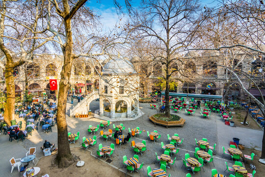 ea gardens and silk shops that sell silk clothes, shawls and clothes in Koza Han Silk Bazaar. Koza Han is historical place from Ottoman.