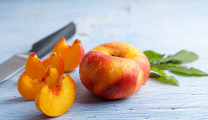 Platerina fruit a stone fruit. Platerina is a variety that has characteristics of the Paraguayan and the nectarine.