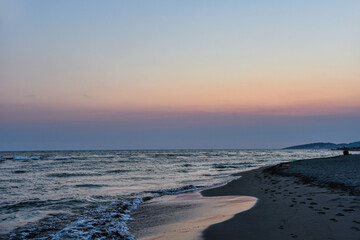 Fototapeta premium Photography of sunset over sand beach