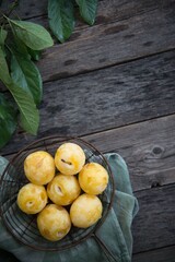 ripe apricots on a wooden table