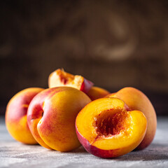 nectarine fresh peach sweet fruit dessert sweets meal snack on the table copy space food background rustic