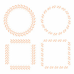 Set of frames with orange autumn leaves. Vector image