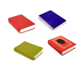 Book in colour cover with white sheets isolated on a white background