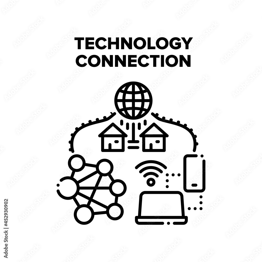 Poster technology connection vector icon concept. wifi wireless internet network connect mobile phone and c