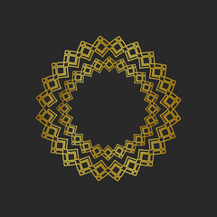 Collection of black backgrounds and golden geometric elements. Icons, logos and seamless patterns. Templates with luxury foil for packaging