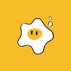 A Cute Hand Drawn Fried Egg - Amazing cute minimalist vector character suitable for apps, sticker, children book, decoration, animation, design assets and illustration in general - Vector Illustration