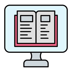 Vector Online Learning Filled Outline Icon Design
