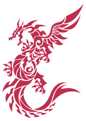 トライバルドラゴン。
ステッカー、刺繍、プリント用の素材。