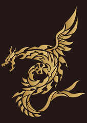 トライバルドラゴン。
ステッカー、刺繍、プリント用の素材。