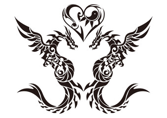 トライバルドラゴン。
ステッカー、刺繍、プリント用の素材。