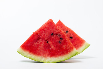 Watermelon on a white background. Isolated slice of watermelon