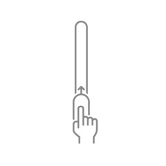Up swipe progress bar line icon. Hand switch design element. Lock and unlock symbol.