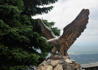 Copper sculpture of an eagle on Mount Mashuk in Pyatigorsk, Russia