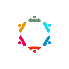 Colorful Creative People Circle, Coworkers, People Union, People Together Sign, Symbol, Logo isolated on White