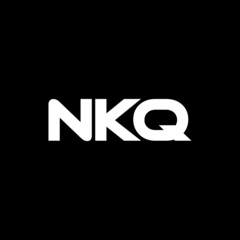 NKQ letter logo design with black background in illustrator, vector logo modern alphabet font overlap style. calligraphy designs for logo, Poster, Invitation, etc.