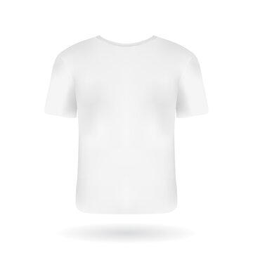 Realistic back view t-shirt mockup template for your design. White sportive man t-shirt with short sleeves. Casual clothes template design for company logo presentation