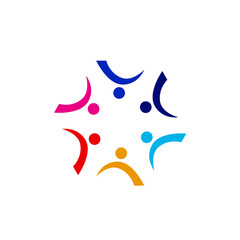 Colorful Creative People Circle, Coworkers, People Union, People Together Sign, Symbol, Logo isolated on White