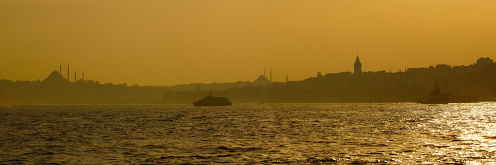 Fototapeta na wymiar Istanbul beautiful silhouette on the bosphorus