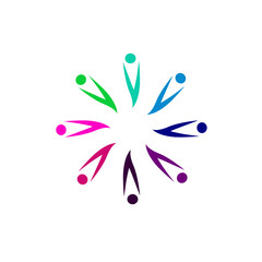 Colorful People Together Sign, Symbol, Logo isolated on White VECTOR