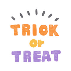 色鉛筆手描き風　ハロウィン　trick or treat のテキスト