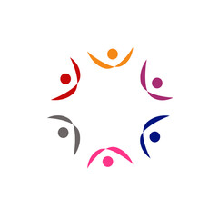 Obraz premium Colorful People Together Sign, Symbol, Logo isolated on White VECTOR