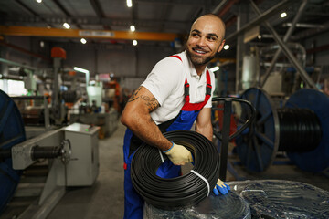 Portrait of a smiling handsome african american factory worker