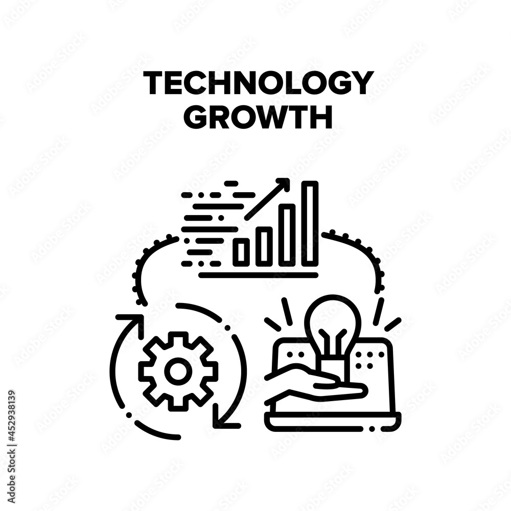 Poster technology growth vector icon concept. technology growth infographic and innovative idea for develop