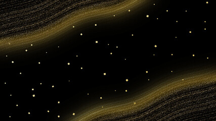 金粉風の曲線ぼかし　金箔入り和風背景素材（黒背景）