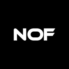 NOF letter logo design with black background in illustrator, vector logo modern alphabet font overlap style. calligraphy designs for logo, Poster, Invitation, etc.