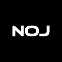 NOJ letter logo design with black background in illustrator, vector logo modern alphabet font overlap style. calligraphy designs for logo, Poster, Invitation, etc.