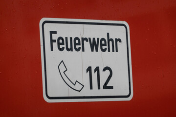 Feuerwehr 112 signage, German for Fire Department