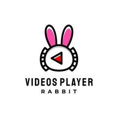Vector Logo Design Combination of video player And rabbit