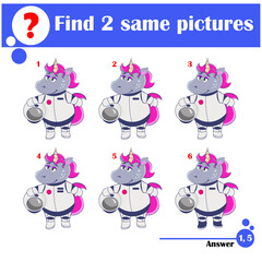 Children's educational game. Find two same pictures