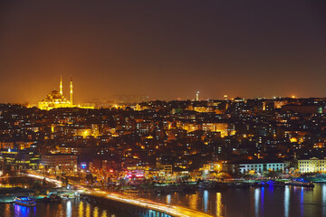 Fototapeta na wymiar Night lights of Istanbul