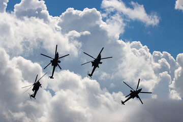 helicopter in action