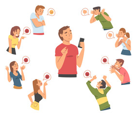 Angry People Characters Expressing Discontent and Disgust in Social Media Vector Set