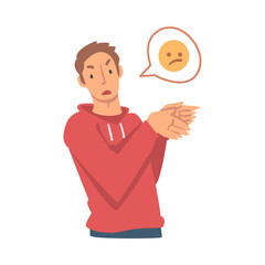 Young Angry Man Character Expressing Discontent in Social Media Vector Illustration