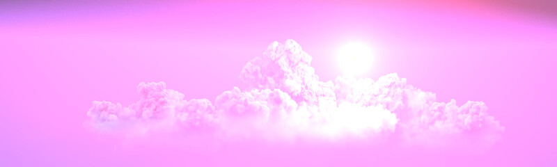 panoramic cumulus clouds sundown with sun beams . design nature 3D illustration