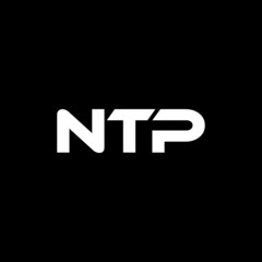 NTP letter logo design with black background in illustrator, vector logo modern alphabet font overlap style. calligraphy designs for logo, Poster, Invitation, etc.