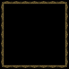 Decorative frame Elegant vector element for design in Eastern style, place for text. Floral golden and black border. Lace illustration for invitations and greeting cards