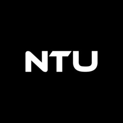 NTU letter logo design with black background in illustrator, vector logo modern alphabet font overlap style. calligraphy designs for logo, Poster, Invitation, etc.