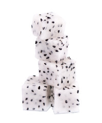 Dragon fruit isolated on white background. Pieces, cubes of Pitaya or Pitahaya fruit, with clipping path.