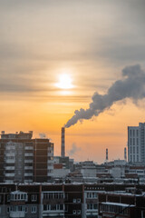 sunrise in the contaminated city