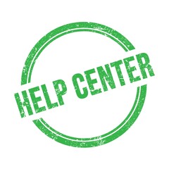 HELP CENTER text written on green grungy round stamp.