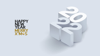 2021 calligraphy with 3d numbers on white background of Happy New Year celebration for flyers, posters, business decoration sign, brochure, card, banner, postcard. Vector illustration