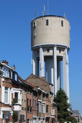 View of the well known landmark the Water Tower in Aalst, East Flanders, Belgium. Built in 1958 it is an imposing aprt of the city skyline.